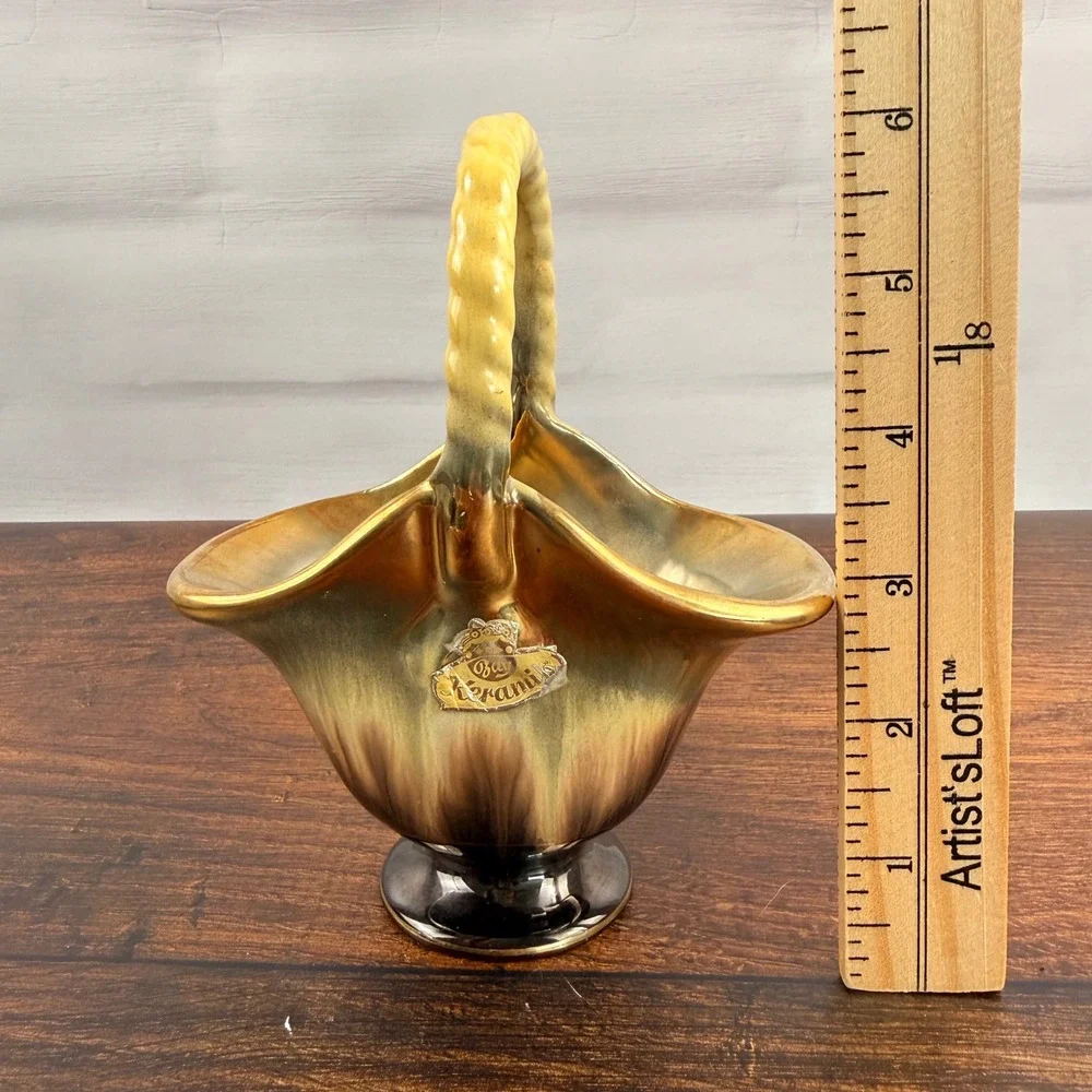 Bay Keramik 973 Basket West German Pottery Drip Glaze WGP